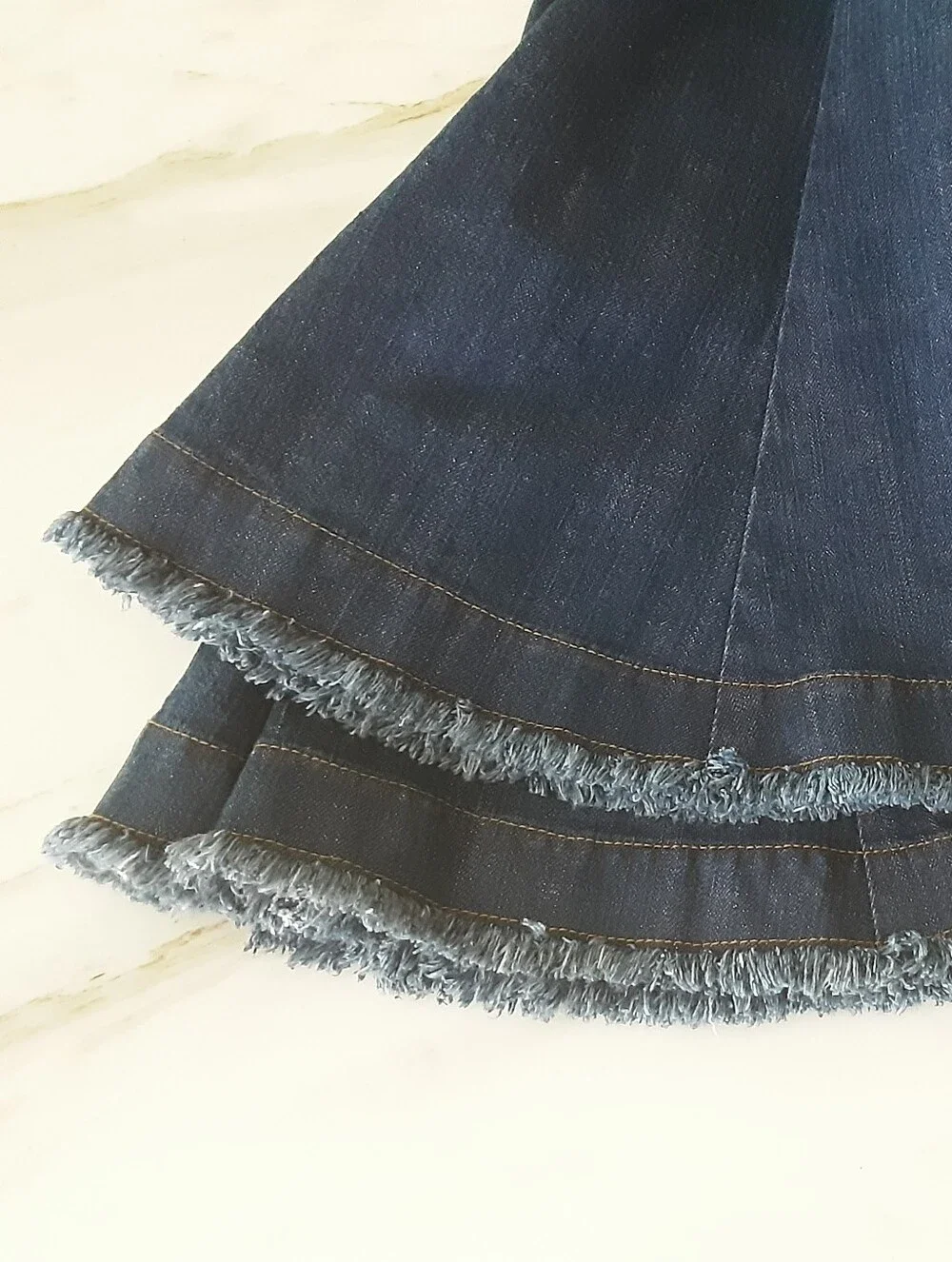 Heavy Dark Wash Denim Fit-N-Flare Structured Sweetheart Bust Dress Sz 10 - NWOT - Picture 8 of 9